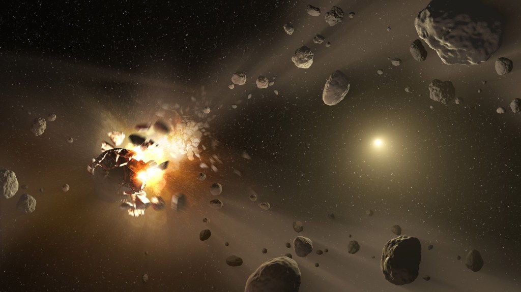 Asteroid Family's Shattered Past (Artist Concept) (JPL Image Library, Image Credit: NASA/JPL-Caltech)