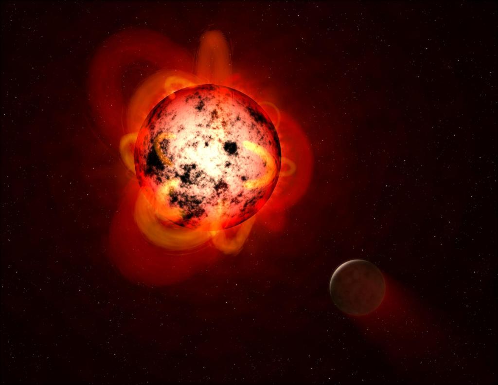 Flaring Red Dwarf Star (Illustration) (Image Credit: NASA/ESA/STScI/G. Bacon)