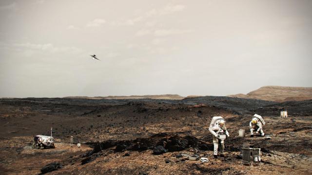NASA Astronauts on Mars With Helicopter (Illustration) (Image Credit: NASA)