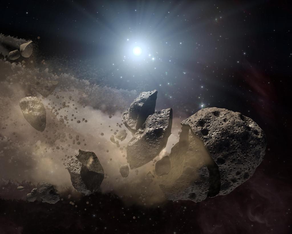 Asteroid 'Bites the Dust' Around Dead Star (Artist Concept) (Image Credit: NASA/JPL-Caltech)