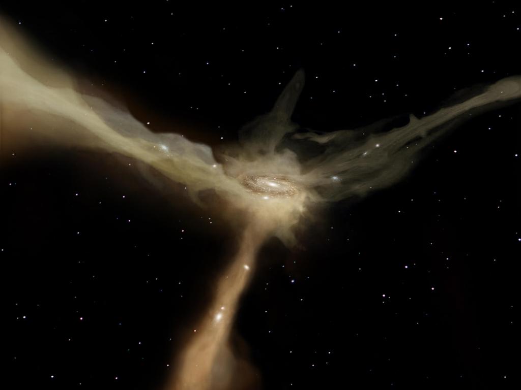 Galaxy Feeds Off Gas (Artist Concept) (Image Credit: ESA-OES Medialab)