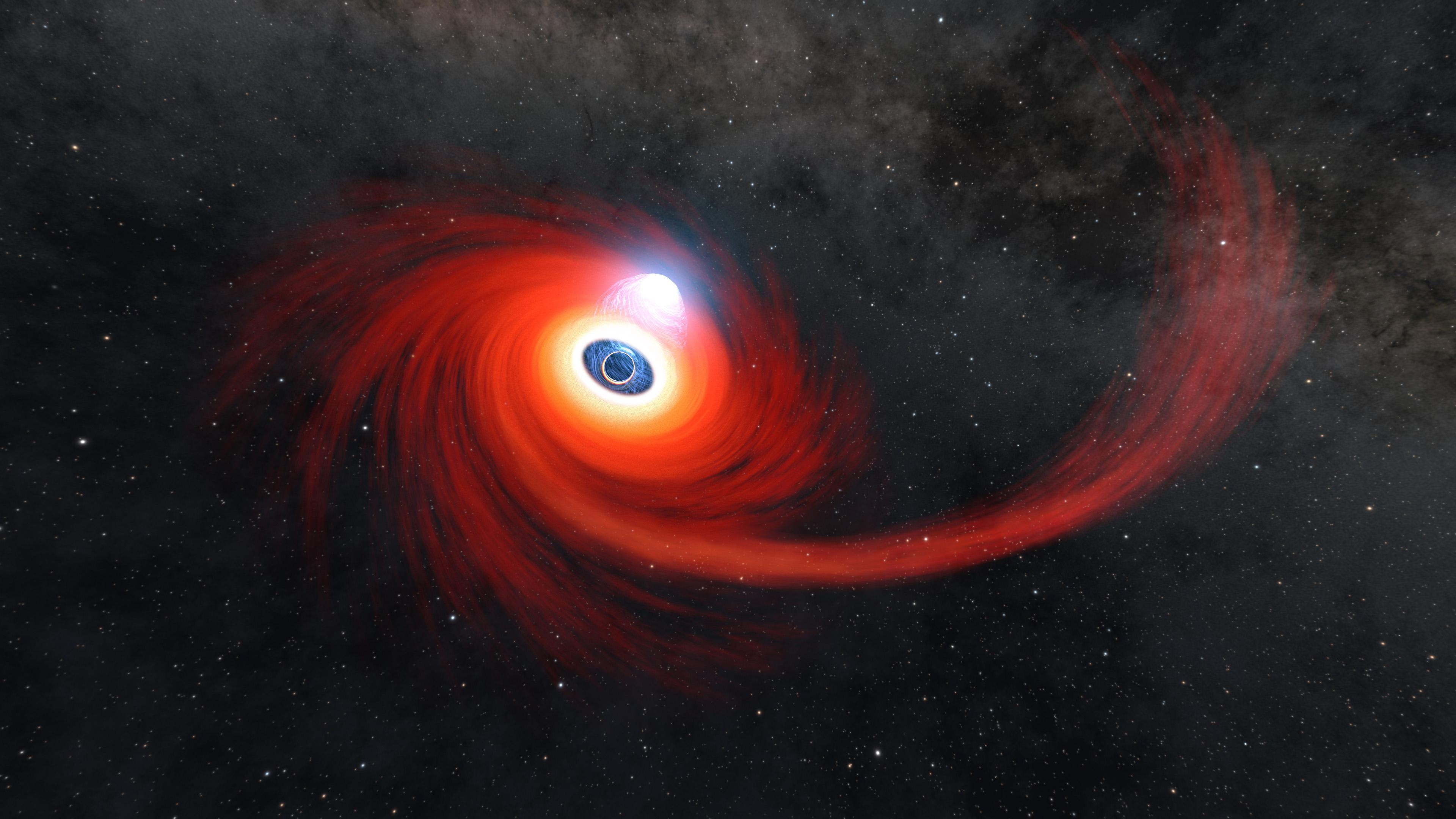 A Black Hole Destroys a Star (Illustration) (Credit: NASA/JPL-Caltech)